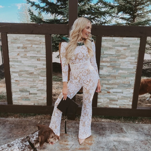 Nadine Merabi Bella White Jumpsuit Size S/M (6) - Picture 1 of 11